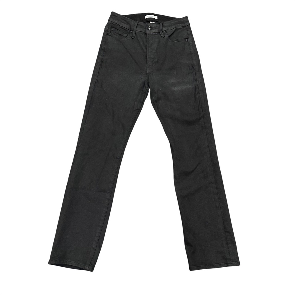 Good American Good Straight Black High Rise Jeans Womens Size 4/27 Straight Leg